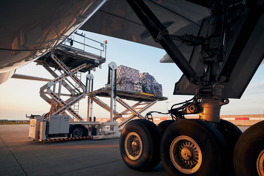 Aeroplane showing cargo loading 