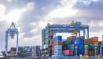 Shipping containers on port