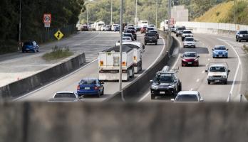 Freeway with vehicles travelling both directions